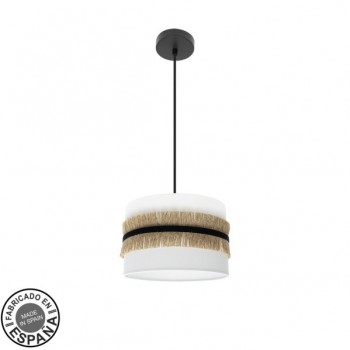 Distribuidor - Lâmpadas Diversas | Colgantes Moderno | COLGANTE ANGOLA 1XE27 NEGR/BLANC-YUTE REGX30X30CM Ref: 227193001